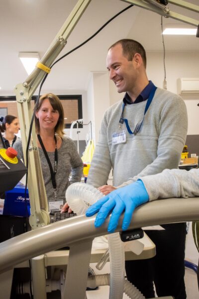 Brett Gordon and PhD Student in Exercise Physiology lab