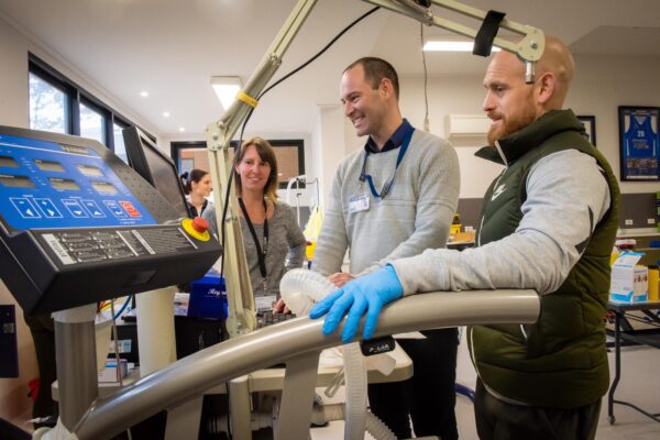 Brett Gordon and PhD Student in Exercise Physiology lab